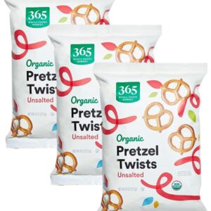 365 by Complete Meals Market, Natural Unsalted Mini Pretzel Twists, 8 oz (Set of three)