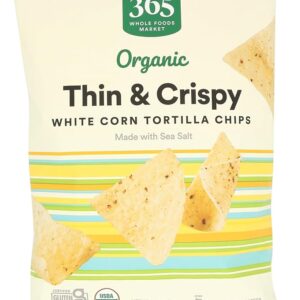 365 by Complete Meals Market, Skinny and Crispy Natural White Corn Tortilla Chips, 12 Ounce