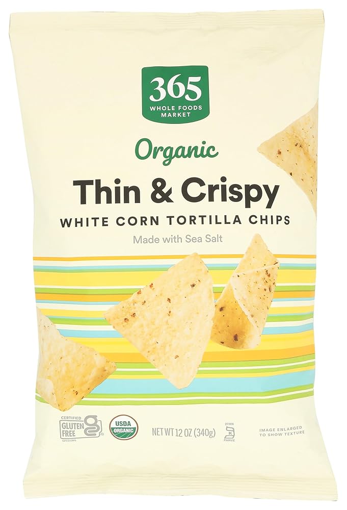 365 by Complete Meals Market, Skinny and Crispy Natural White Corn Tortilla Chips, 12 Ounce