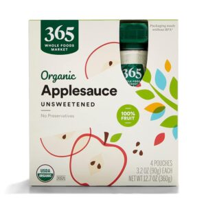 Natural Unsweetened Applesauce 4-Pack, 3.2 Ounce by 365 Entire Meals Market