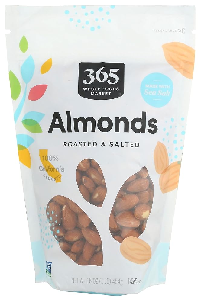 Entire Meals Market 365 Roasted and Salted Almonds, 16 Ounces